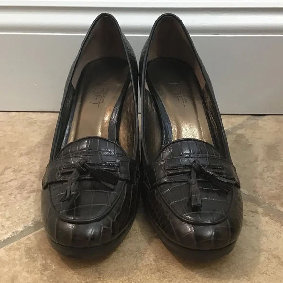LOFT Crocodile High Heeled Loafer Style Shoes NWOT - Picture 2 of 7